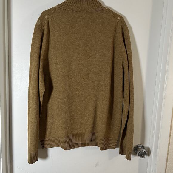 Jos. A. Bank Men's Lambs Wool Blend 1/4 zip sweater brown Sz XL Grandpa Core - Picture 2 of 8